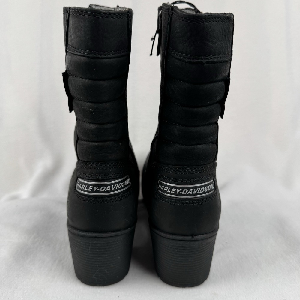 Women's Harley-Davidson Waterproof Black Boots Heels Size 8.5 M Stock #D87203 - Picture 2 of 9